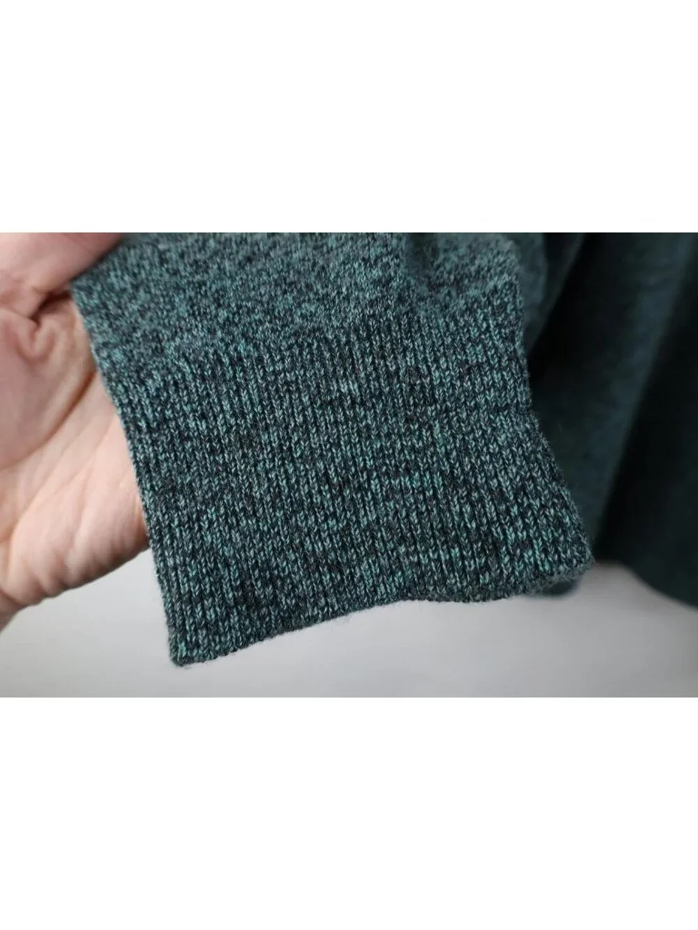 Vintage 70s Streetwear Mens Large Blank Knit V-Neck Sweater Heather Green USA
